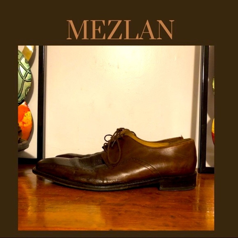 MEZLAN VERDICT Brown 2 Tone Leather Dress Oxford Lace Up Square Toe Size 11.5M - Picture 5 of 13